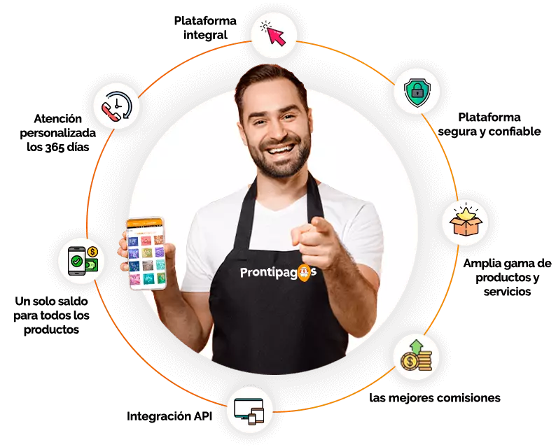 Prontipagos 360 Integración de Api Prontipagos Prontipagos el mejor aliado para tu negocio, es la mejor plataforma en línea para vender recargas electrónicas, recargas de tiempo aire en tu negocio usando tu computadora, tablet o celular y ganando la mejor comisión, venta de recargas electrónicas y pago de servicios recargas electrónicas por internet, distribuidor de recargas electrónicas, como pagar servicios, pagar cfe, pagar telmex, pagar la luz, pagar agua, pagar teléfono, recargas tae, como cobrar recibos, como cobrar servicios, como vender recargas de tiempo aire, pines electrónicos, tarjetas de regalo digitales, como hacer recargas desde mi celular, quiero vender recargas